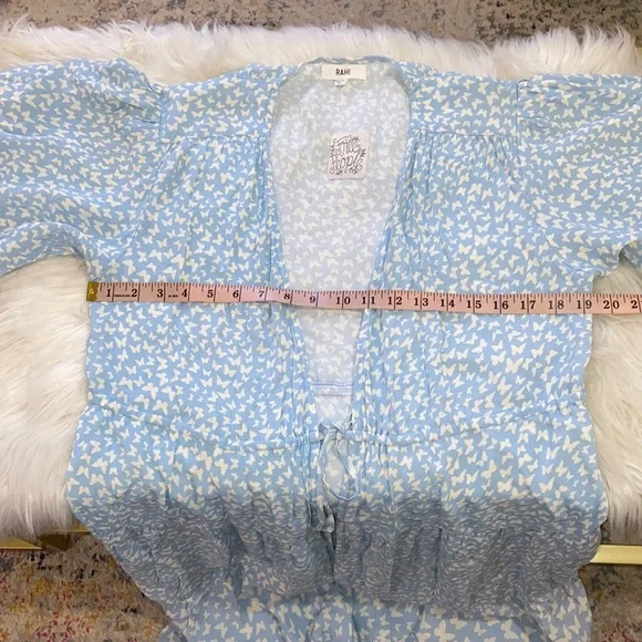 Free People RAHI Blue Butterfly Duster Kimono Size OS/ALL Beach Coverup - Picture 13 of 16